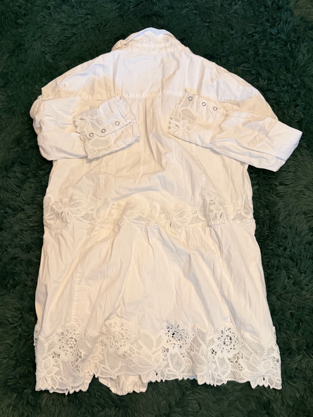 Free People White Eyelet Button-Front Tunic - Picture 8 of 11